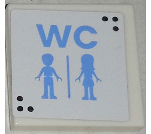 LEGO Tile 2 x 2 with WC, Woman and Man Sticker with Groove (3068)