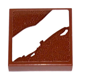 LEGO Tile 2 x 2 with White Stripe on Reddish Brown Sticker with Groove (3068)
