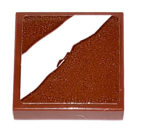 LEGO Tile 2 x 2 with White Stripe on Reddish Brown Sticker with Groove (3068)
