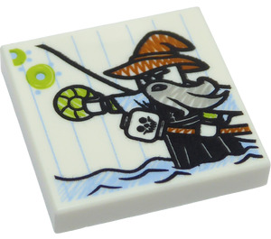 LEGO Tile 2 x 2 with Wizard Drawing with Groove (3068 / 56972)
