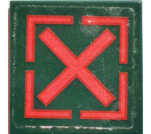 LEGO Tile 2 x 2 with X Target Sticker with Groove (3068)