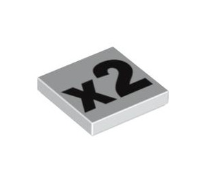 LEGO Tile 2 x 2 with 'x2' with Groove (3068)