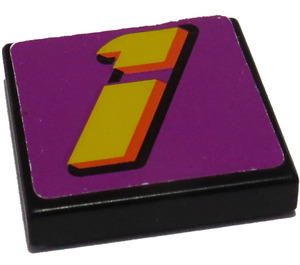 LEGO Tile 2 x 2 with Yellow '1' on Purple Background Sticker with Groove (3068)