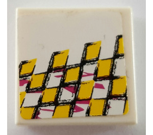 LEGO Tile 2 x 2 with Yellow Checkered Left Sticker with Groove (3068)