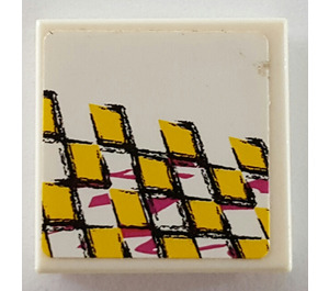 LEGO Tile 2 x 2 with Yellow Checkered Right Sticker with Groove (3068)