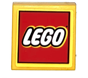 LEGO Tuile 2 x 2 avec Jaune Framed Lego logo Autocollant avec rainure (3068)