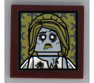 LEGO Tile 2 x 2 with Zombie Bride Portrait Sticker with Groove (3068)