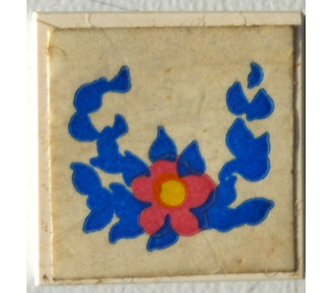 LEGO Tile 2 x 2 without Groove with Flower with Blue Leaves Sticker without Groove