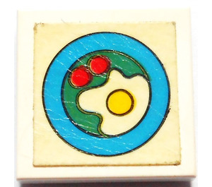 LEGO Tile 2 x 2 without Groove with Fried Eggs and 2 Red Tomatoes Sticker