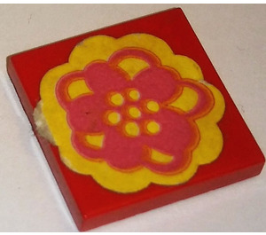 LEGO Tile 2 x 2 without Groove with Pink and Yellow Flower  Sticker without Groove