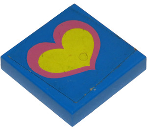 LEGO Tile 2 x 2 without Groove with Yellow Heart Sticker without Groove