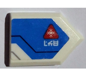 LEGO Tile 2 x 3 Pentagonal with Blue and white with red triangle Sticker (22385)