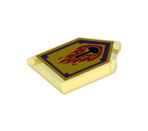 LEGO Tile 2 x 3 Pentagonal with Flame Wreck Shield (22385)