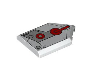 LEGO Fliese 2 x 3 Pentagonal mit rot und Silber (22385 / 106909)