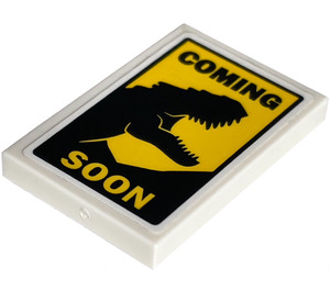 LEGO Tile 2 x 3 with COMING SOON and Dinosaur Silhouette Sticker (26603)