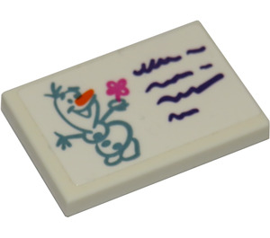 LEGO Tile 2 x 3 with Drawing of Olaf Sticker (26603)