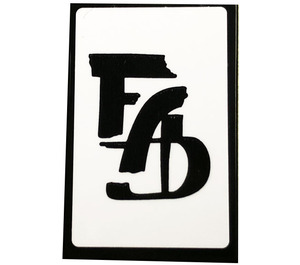 LEGO Tile 2 x 3 with 'FAB' on White Background Sticker (26603)