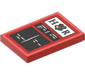 LEGO Fliese 2 x 3 mit 'H' und 'R' mit Hogwarts Symbol und Notice Tafel Aufkleber (26603)