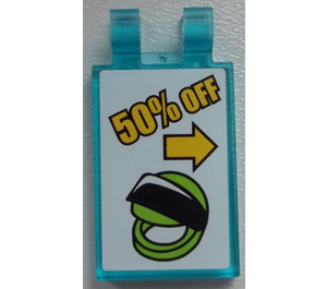 LEGO Tile 2 x 3 with Horizontal Clips with "50% Off" Sticker (Thick Open 'O' Clips) (30350)