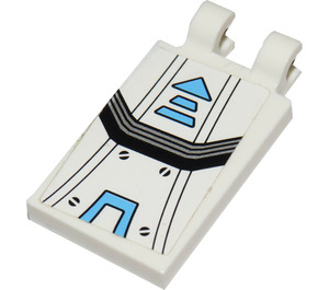 LEGO Fliese 2 x 3 mit Horizontal Clips mit Armor Plates, Blau Pfeil, Schwarz Lines, 4 Screws und Blau Stripe Aufkleber ('U'-Clips) (30350)