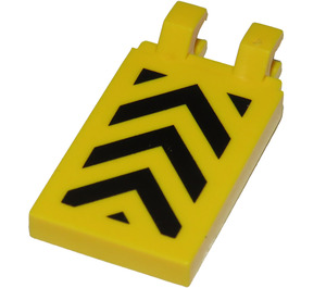 LEGO Tile 2 x 3 with Horizontal Clips with Black and Yellow Danger Stripes ('U' Clips) (30350)