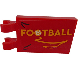 LEGO Tile 2 x 3 with Horizontal Clips with Bright light Orange 'FOOTBALL' Sticker (Thick Open 'O' Clips) (30350)