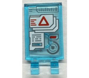 LEGO Fliese 2 x 3 mit Horizontal Clips mit Folders auf Monitor und rot Triangle Aufkleber ('U'-Clips) (30350)