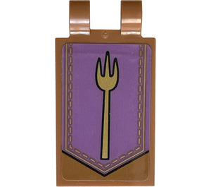 LEGO Tile 2 x 3 with Horizontal Clips with Fork on Purple Banner Sticker ('U' Clips) (30350)