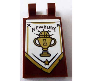 LEGO Tile 2 x 3 with Horizontal Clips with Gold Cup with Number 1 and ' NEWBURY' Sticker (Thick Open 'O' Clips) (30350)