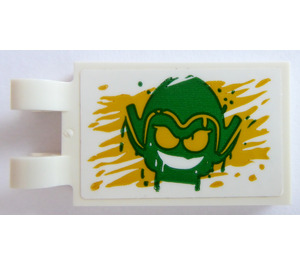 LEGO Tile 2 x 3 with Horizontal Clips with Green goblin head Sticker (Thick Open 'O' Clips) (30350)
