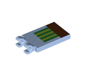 LEGO Tegel 2 x 3 met Horizontaal Clips met Ground en Line/Groen Strepen (Dikke open 'O'-clips) (30350 / 37167)