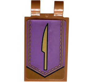 LEGO Tile 2 x 3 with Horizontal Clips with Knife on Purple Banner Sticker ('U' Clips) (30350)