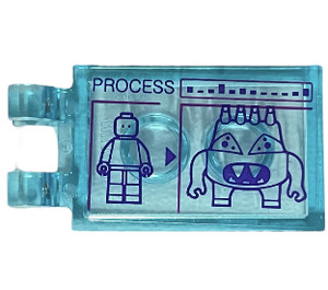 LEGO Tile 2 x 3 with Horizontal Clips with ‘Process’ with Minifigure and Spider Bytes Screen Sticker ('U' Clips) (30350)