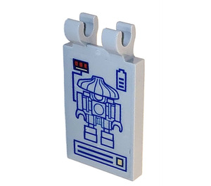 LEGO Tile 2 x 3 with Horizontal Clips with robot drawing Sticker (Thick Open 'O' Clips) (30350)