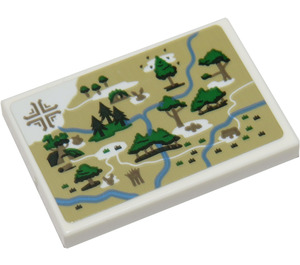 LEGO Tile 2 x 3 med Map av 100 Acre Wood Klistremerke (26603)