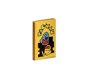 LEGO Fliese 2 x 3 mit 'PAC-MAN' Logo und PAC-MAN und Ghost (Inky) Aufkleber (26603)