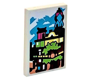 LEGO Tile 2 x 3 with Painting of Ninjago City Gardens Sticker (26603)