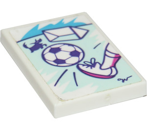 LEGO Tile 2 x 3 with Picture of Playing Soccer with a Dog Sticker (26603)