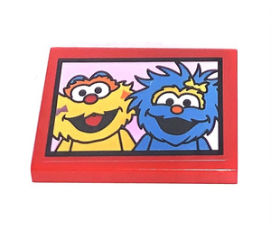 LEGO Tile 2 x 3 with Picture of Zoe & Rosita Sticker (26603)