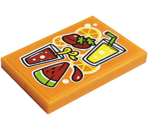 LEGO Tile 2 x 3 with Watermelon, Strawberries, Juices Sticker (26603)