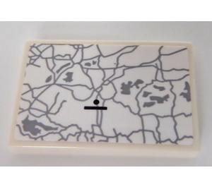 LEGO Tile 2 x 3 with White and Gray Map Sticker (26603)