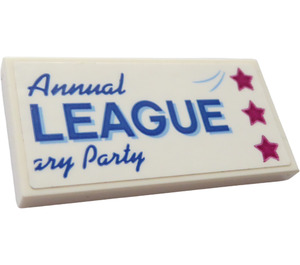 LEGO Tile 2 x 4 with 3 Stars and "Annual, LEAGUE, ary Party" Sticker (87079)