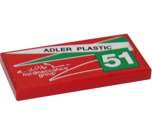 LEGO Tile 2 x 4 with "ADLER PLASTIC" and "51" - Right Sticker (87079)