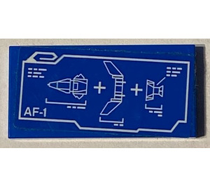 LEGO Tile 2 x 4 with AF-1 Rocket Mechanical Drawing Blueprint Sticker (87079)