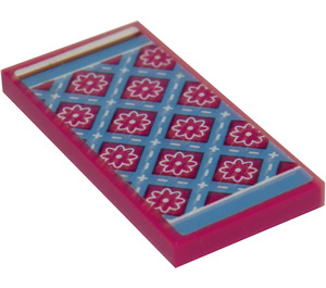 LEGO Tile 2 x 4 with Bedspread with Magenta Flowers Sticker (87079)