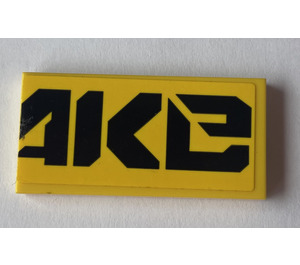 LEGO Tile 2 x 4 with black 'AKe' (QUAKe right half) Sticker (87079)