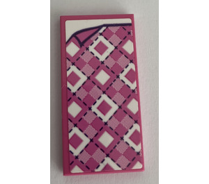 LEGO Tile 2 x 4 with Blanket with Bright Pink, Dark Pink, and White Diamonds Sticker (87079)