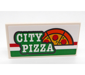 LEGO Tile 2 x 4 with 'CITY PIZZA' Sticker (87079)