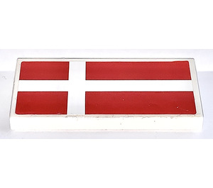LEGO Tile 2 x 4 with Danish Flag Sticker (87079)