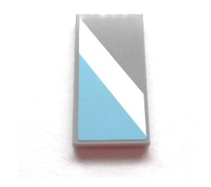 LEGO Tile 2 x 4 with Diagonal Maersk Blue and White Stipe Sticker (87079)